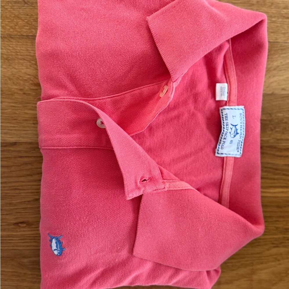 Southern Tide Coral Polo Shirt with Embroidered Logo